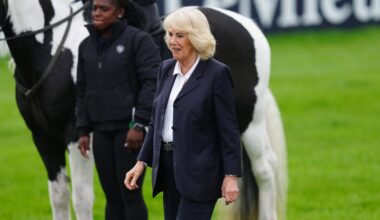 Queen Camilla Wears a Dark Pantsuit to the Badminton Horse Trials