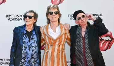 Ronnie Wood, left, Mick Jagger and Keith Richards attend The Rolling Stones "Foreign Tongues" album launch event on Tuesday, May 5, 2026, in Williamsburg. Photo: Evan Agostini/Invision/AP