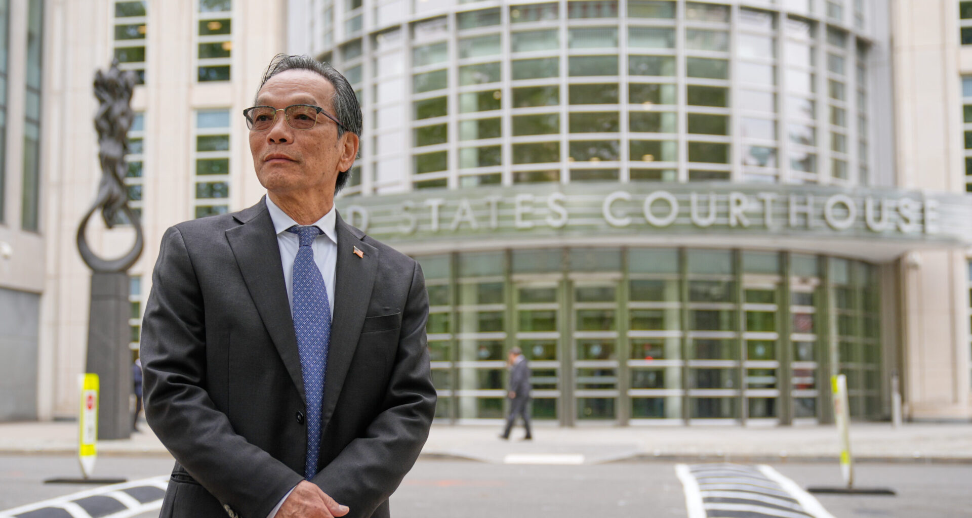Lu Jianwang waits to enter a federal courthouse in Downtown Brooklyn, Wednesday, May 6, 2026. Photo: Seth Wenig/AP