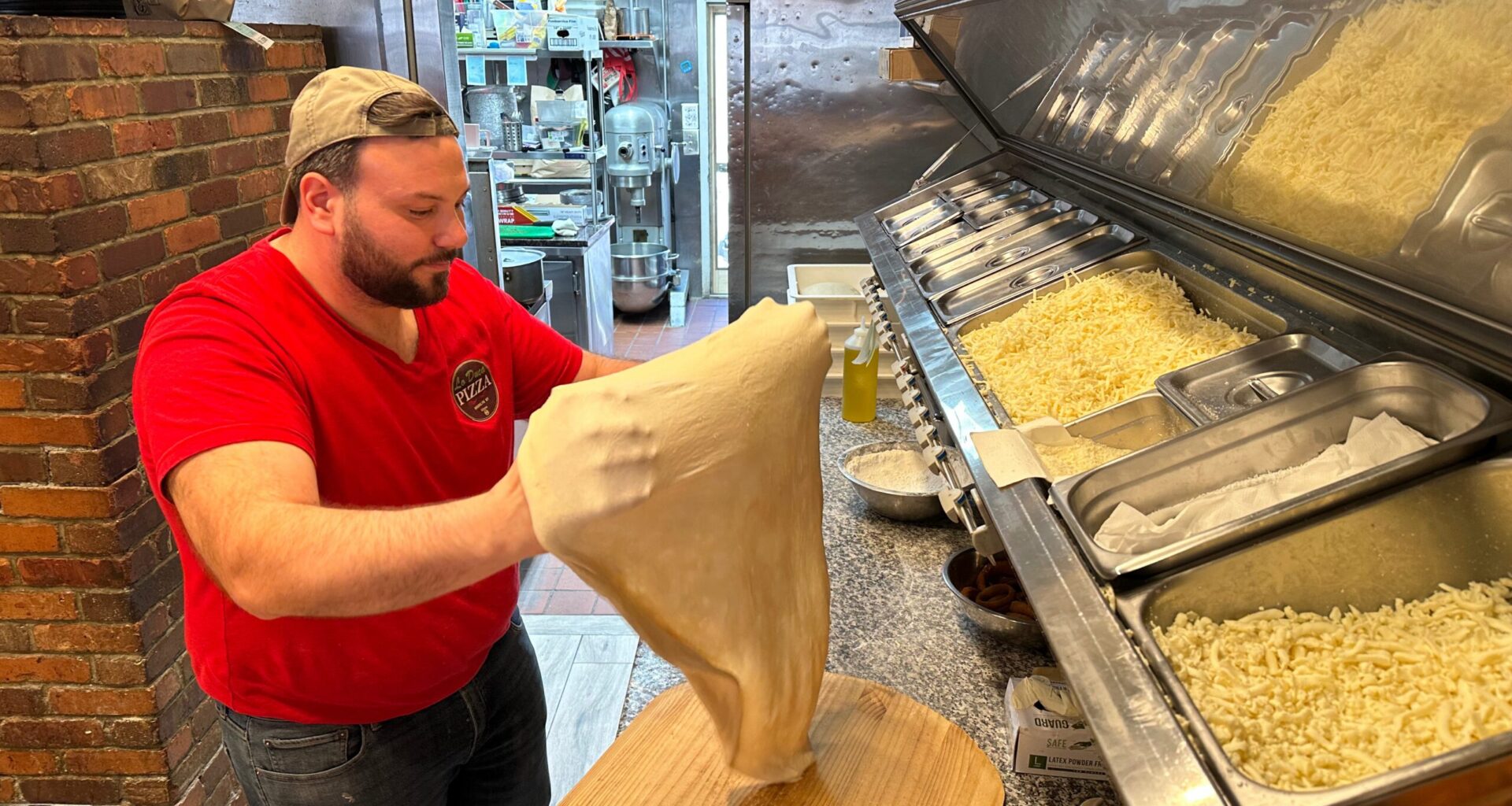 Salvatore Lo Duca makes pizza at Lo Duca Pizza Tuesday, May 12, 2026, in Brooklyn. Photo: David R. Martin/AP