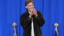 New York Giants quarterback Jaxson Dart arrives to introduce President Donald Trump at Rockland Community College, Friday, May 22, 2026, in Suffern, N.Y. (AP Photo/Alex Brandon)