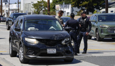 Two cars collide at Manhattan Beach Boulevard and Crenshaw intersection