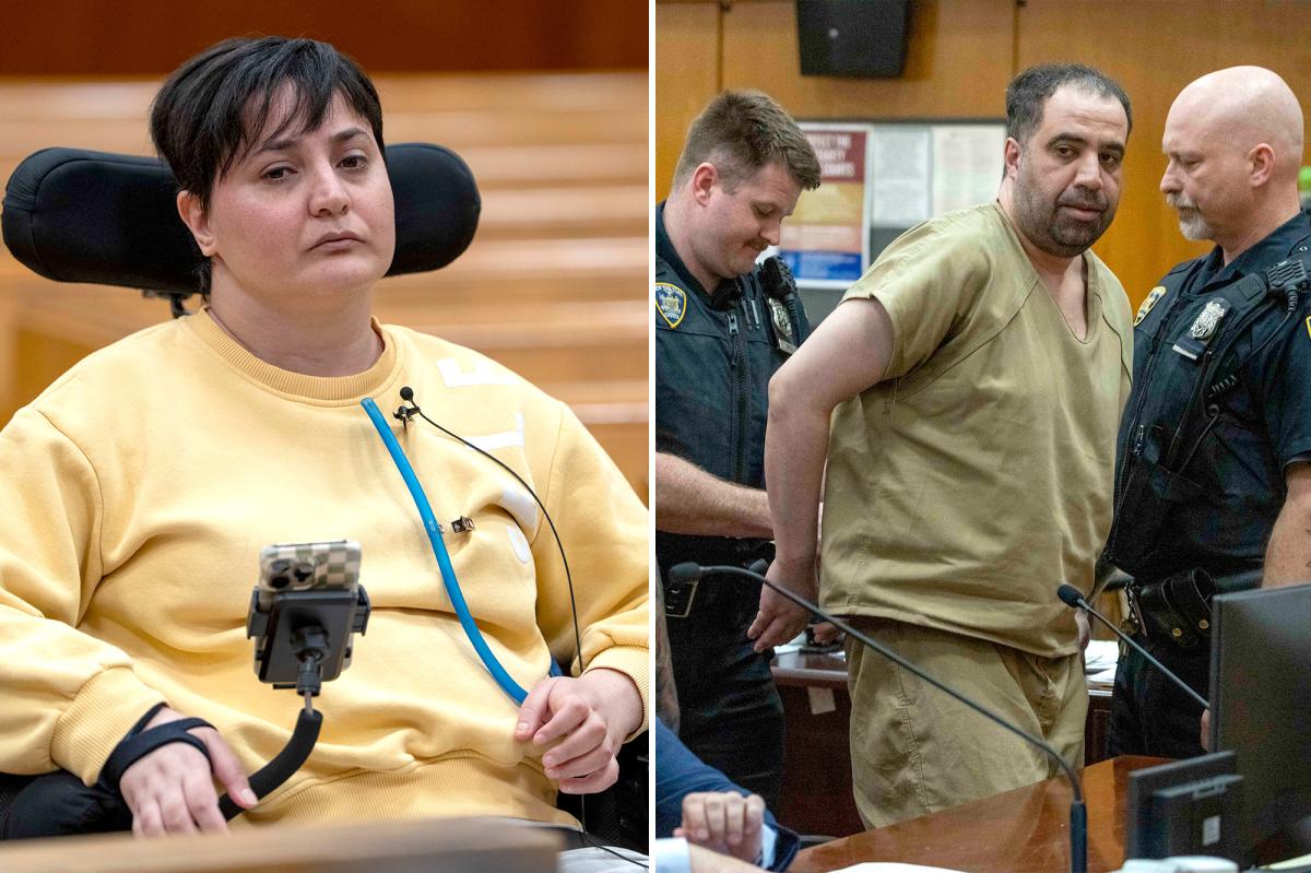 Paralyzed NYC subway shove victim breaks down as her attacker is sentenced — but can't wipe away her own tears