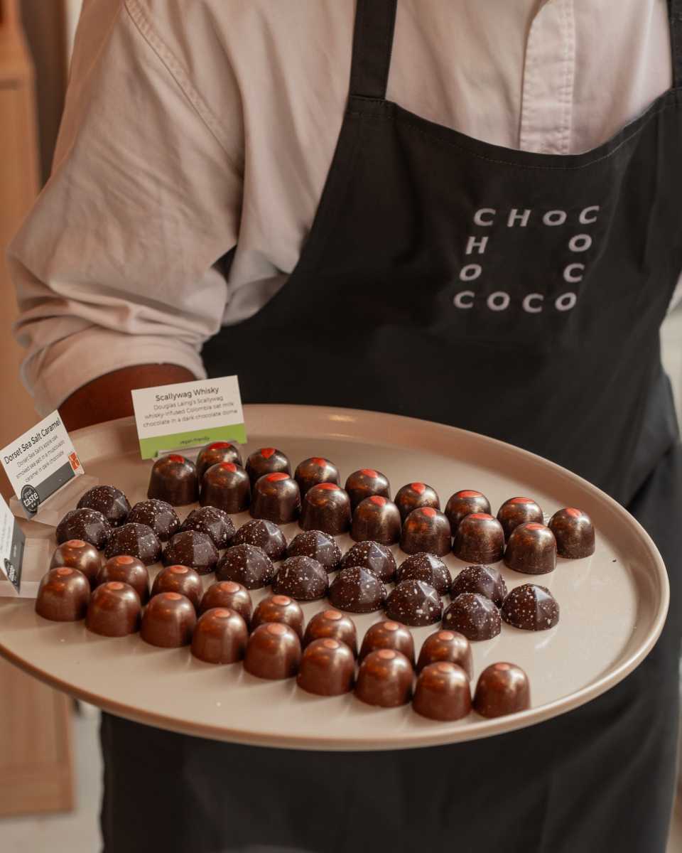 An assortment of Chococo chocolate bonbons.