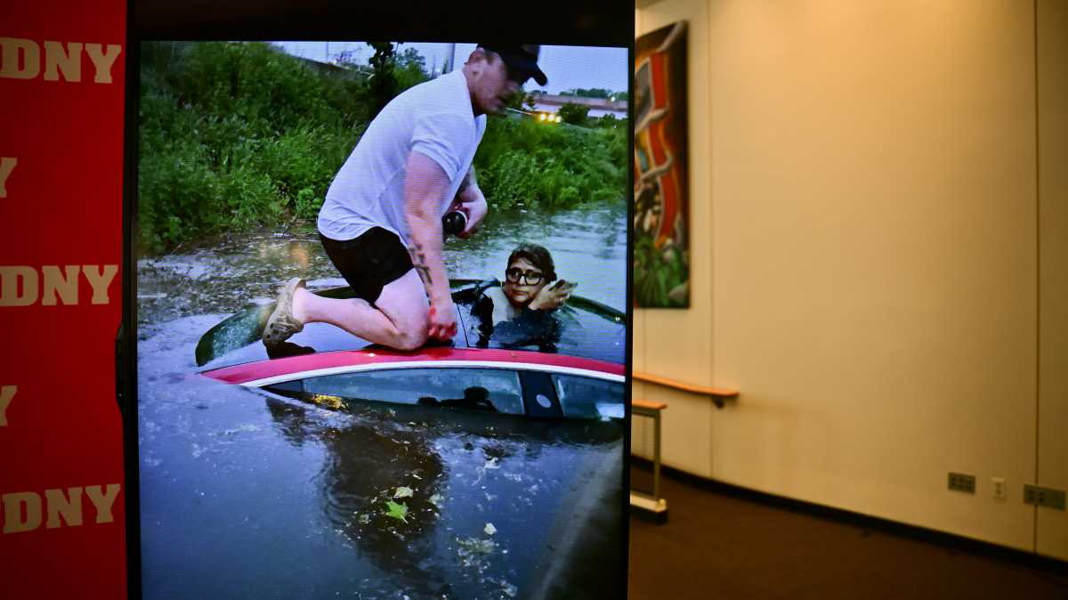 A still image showing the daring rescue.
