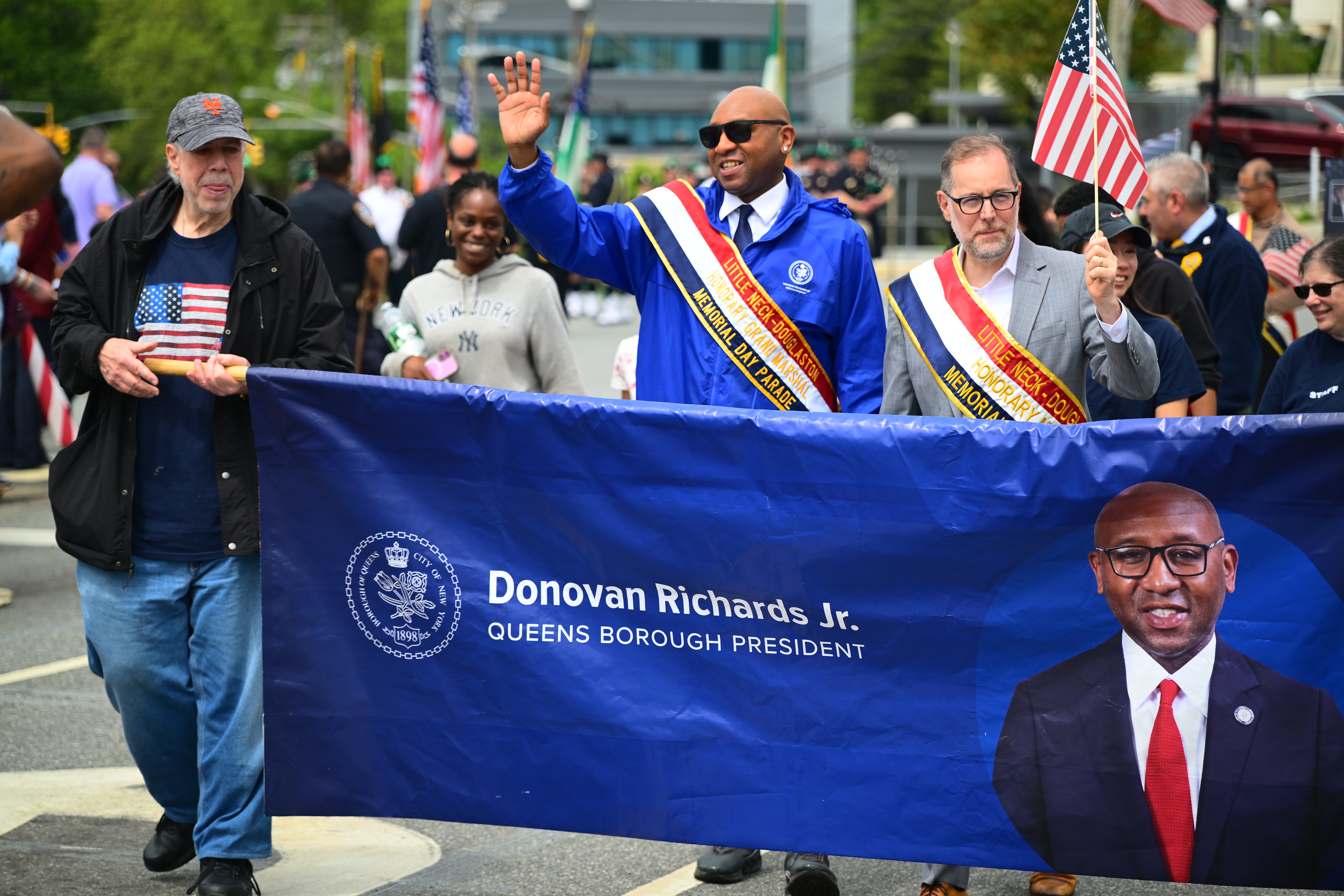 Queens Borough President Donovan Richards marches in the parade.