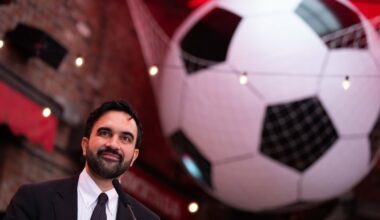 New York Mayor Zohran Mamdani made a World Cup soccer announcement at Harlem Tavern, Thursday, May 21, 2026 in New York.
