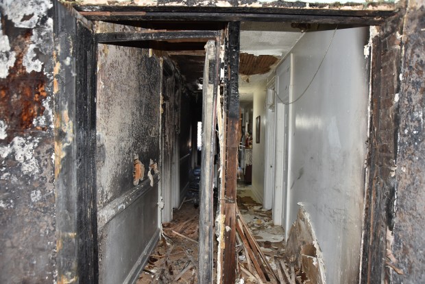 The FDNY released this photo, taken after a fatal fire in an apartment building at 207 Dyckman St. in Manhattan, showing the difference in fire damage when doors are left open (left) versus closed (right). (FDNY)