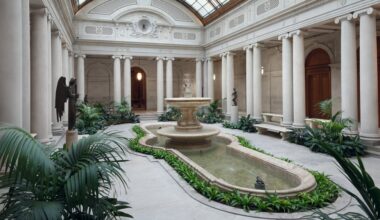 The garden court at The Frick Collection in New York City.