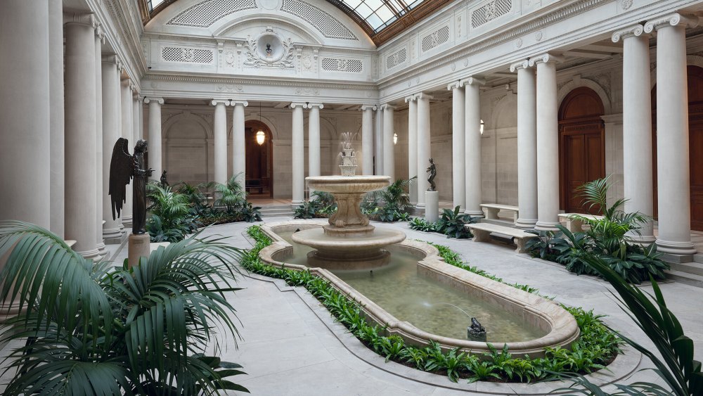 The garden court at The Frick Collection in New York City.