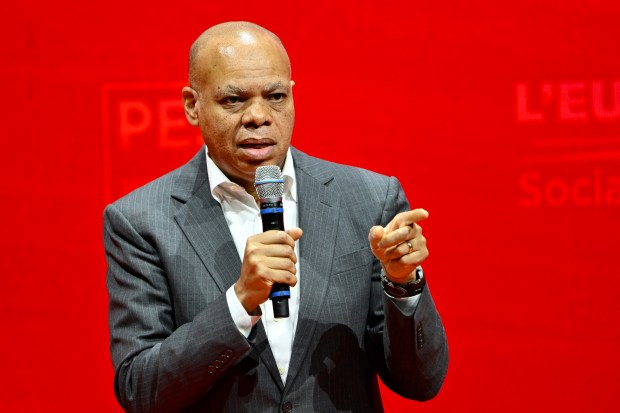 Patrick Gaspard, President of the Center for American Progress, attends the election congress of the Party of European Socialists ahead of the 2024 European elections, on March 2, 2024 in Rome. (Photo by ANDREAS SOLARO/AFP via Getty Images)
