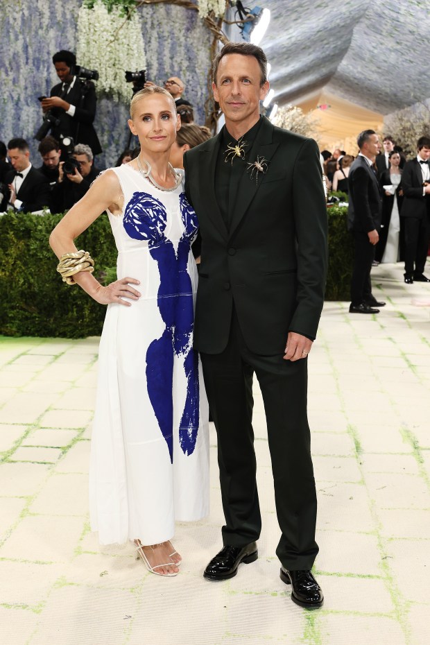 NEW YORK, NEW YORK - MAY 04: (L-R) Alexi Ashe and Seth Meyers attend the 2026 Met Gala celebrating "Costume Art" at the Metropolitan Museum of Art on May 04, 2026 in New York City. (Photo by Mike Coppola/Getty Images)