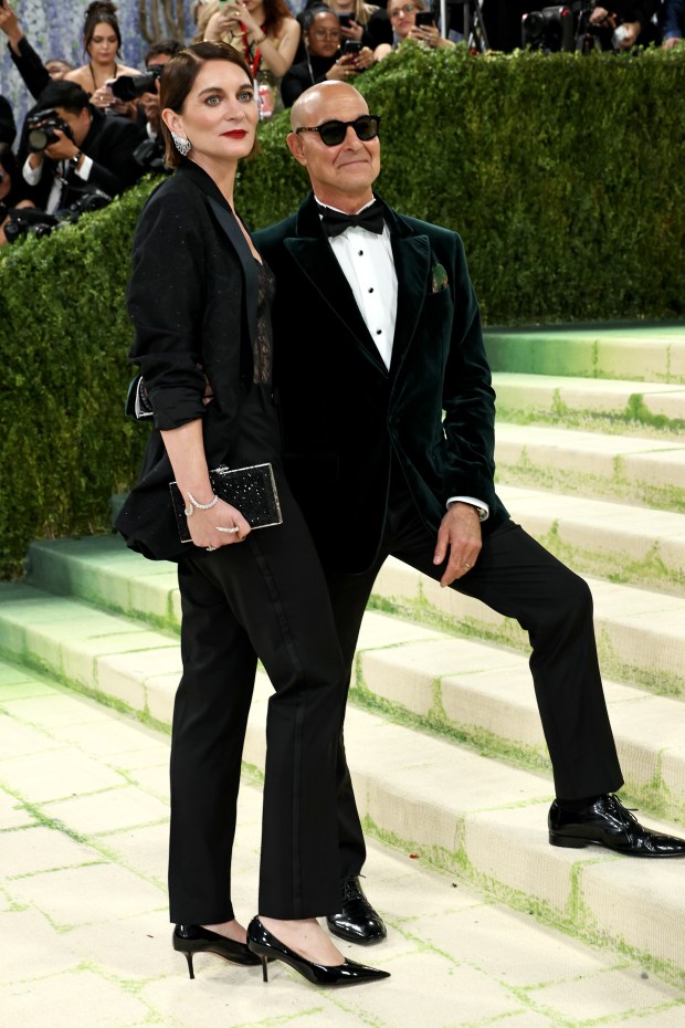 NEW YORK, NEW YORK - MAY 04: (L-R) Felicity Blunt and Stanley Tucci attend the 2026 Met Gala celebrating "Costume Art" at the Metropolitan Museum of Art on May 04, 2026 in New York City. (Photo by Jamie McCarthy/Getty Images)