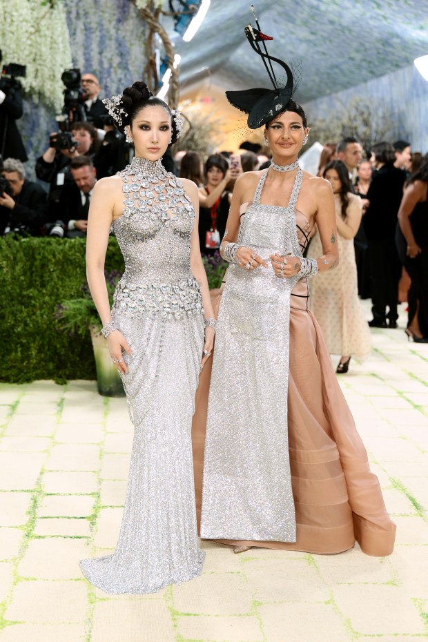 NEW YORK, NEW YORK - MAY 04: (L-R) EJAE and Giovanna Engelbert attend the 2026 Met Gala celebrating "Costume Art" at the Metropolitan Museum of Art on May 04, 2026 in New York City. (Photo by Dimitrios Kambouris/Getty Images for The Met Museum/Vogue)