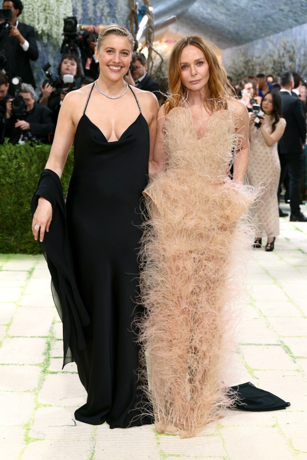 NEW YORK, NEW YORK - MAY 04: (L-R) Greta Gerwig and Stella McCartney attend the 2026 Met Gala celebrating "Costume Art" at the Metropolitan Museum of Art on May 04, 2026 in New York City. (Photo by Dimitrios Kambouris/Getty Images for The Met Museum/Vogue)