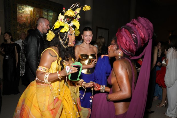 NEW YORK, NEW YORK - MAY 04: (L-R) Sza, Doechii and Hailey Bieber attend the 2026 Met Gala celebrating "Costume Art" at the Metropolitan Museum of Art on May 04, 2026 in New York City. (Photo by Arturo Holmes/MG26/Getty Images for The Met Museum/Vogue)