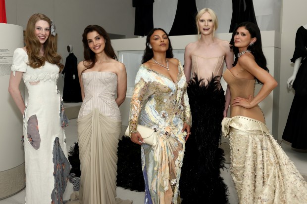 NEW YORK, NEW YORK - MAY 04: (L-R) Hunter Schafer, Lux Pascal, Paloma Elsesser, Alex Consani and Kylie Jenner attend the 2026 Met Gala celebrating "Costume Art" at the Metropolitan Museum of Art on May 04, 2026 in New York City. (Photo by Stephanie Augello/MG26/Getty Images for The Met Museum/Vogue)