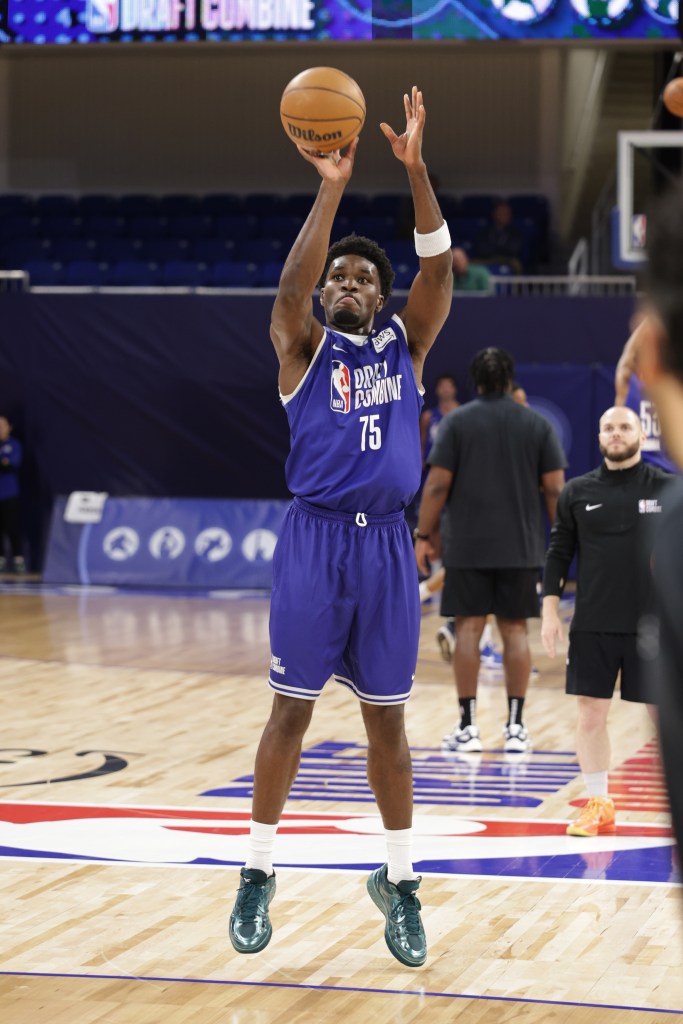 Tounde Yessoufou shoots the ball during the 2026 NBA Draft Combine on May 11, 2026 at Wintrust Arena in Chicago, Illinois.