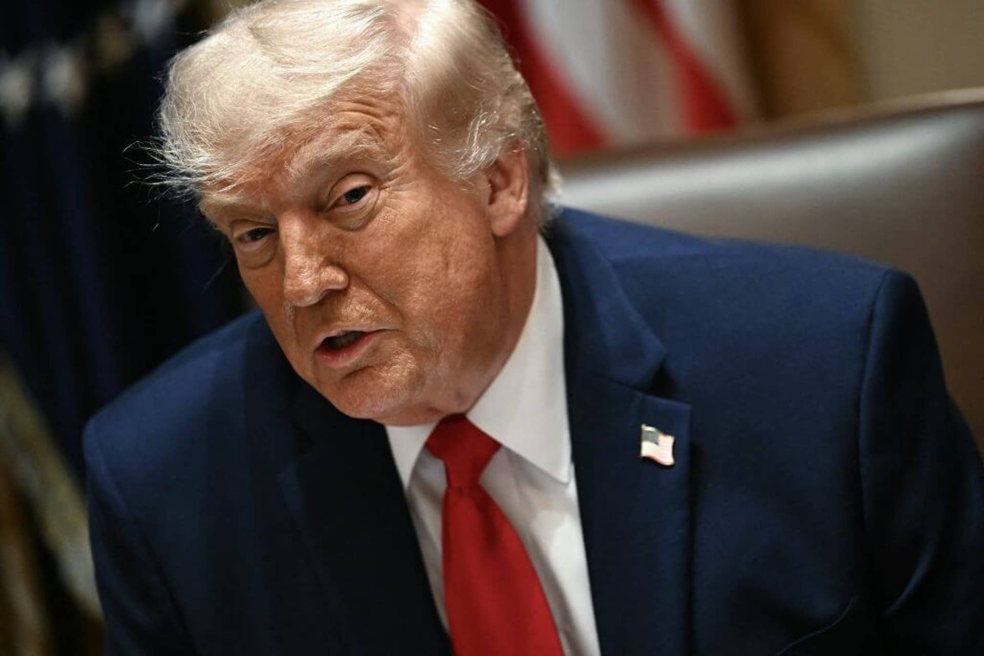 President Donald Trump speaks in the Cabinet Room of the White House on May 27.