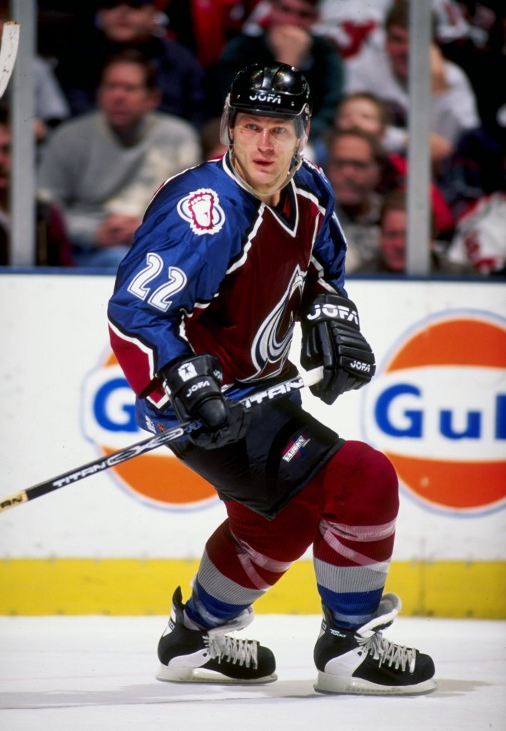 Right wing Claude Lemieux of the Colorado Avalanche in action during a game against the New Jersey Devils at the Continental Airlines Arena in East Rutherford, New Jersey. 
