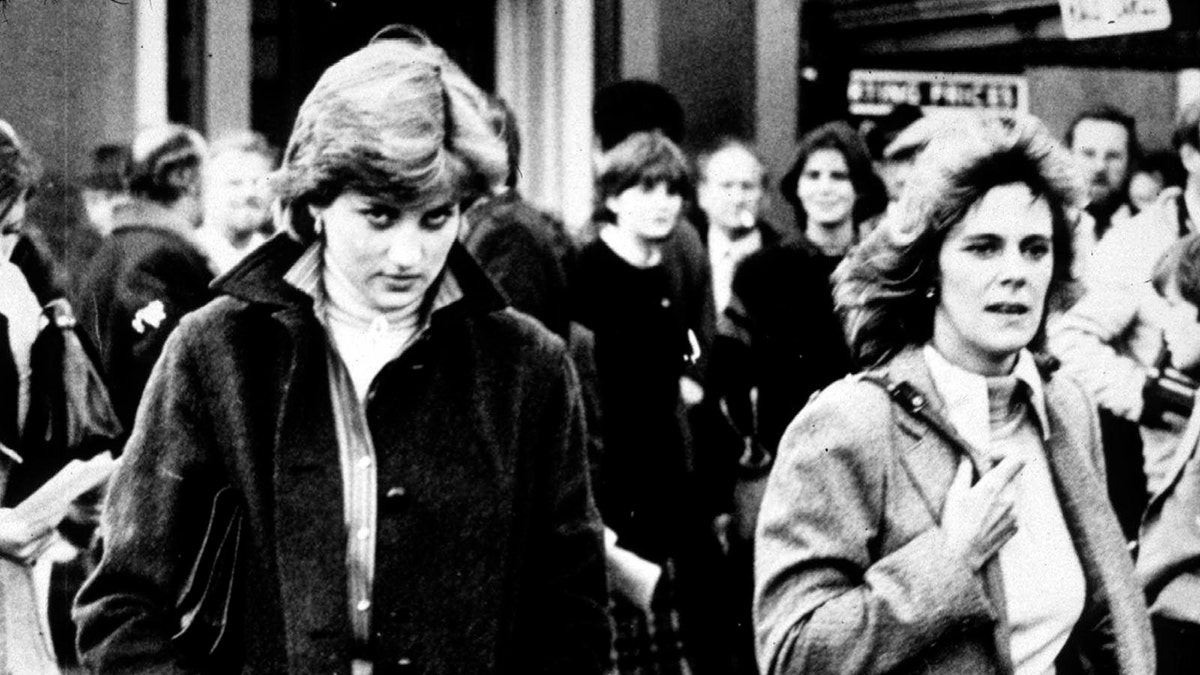 Lady Diana Spencer and Camilla Parker-Bowles walking side by side at Ludlow Races