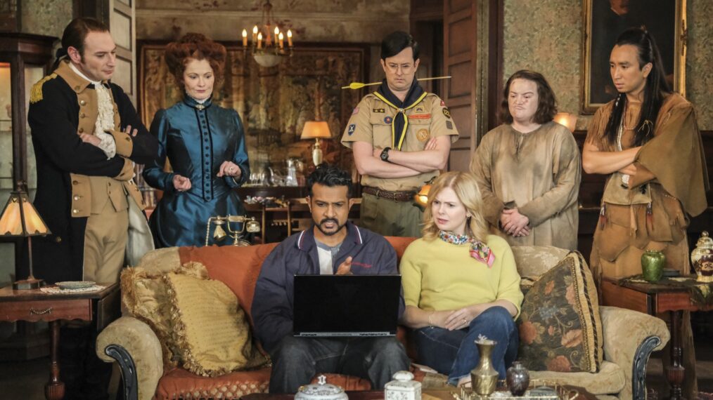 Brandon Scott Jones, Rebecca Wisocky, Utkarsh Ambudkar, Rose McIver, Richie Moriarty, Betsy Sodaro, Román Zaragoza, 'Ghosts' Season 5, Episode 22, CBS, airs May 21, 2026.