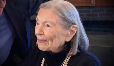 Grace Faison at a party celebrating her 100th birthday on Sunday, Nov. 3, 2024, at Plymouth Church in Brooklyn Heights. Photo: Mary Frost/Brooklyn Eagle