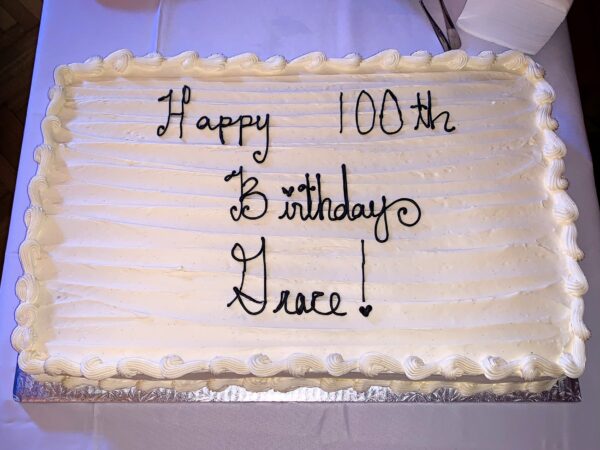 Party-goers raised a toast, sang ‘Happy Birthday’ and cut the cake to celebrate Grace Faison’s 100th year on Sunday, Nov. 3. Photo: Mary Frost/Brooklyn Eagle