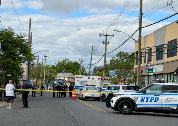 Police respond after a pedestrian was fatally struck on Forest Ave. near Veltman Ave. in Staten Island on Friday, May 15, 2026. (Rose Abuin / New York Daily News)