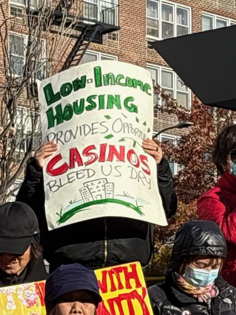 Residents opposed to the casino project at a protest.