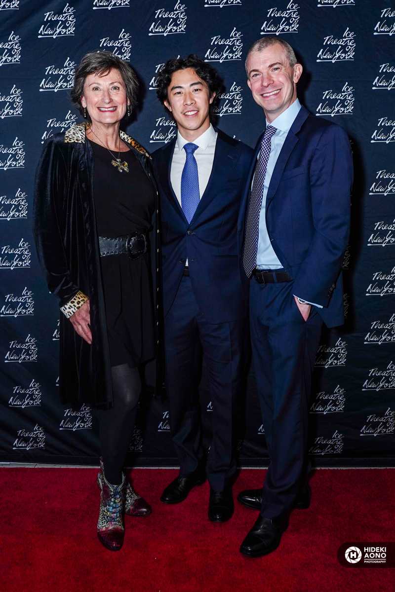 Trio: honoree at ITNY 2026 Benefit Gala, Olympic & World Champion Nathan Chen, with his first coach Stephanee Grosscup and Olympic Champion Timothy Goebel, who were also Chairs of the ITNY Benefit Gala
