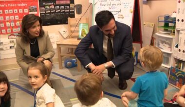 Gov. Kathy Hochul and Mayor Zohran Mamdani with children.