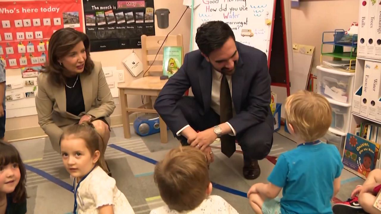 Gov. Kathy Hochul and Mayor Zohran Mamdani with children.