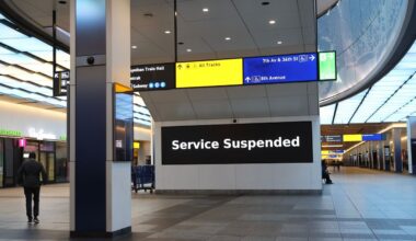 Service suspended signs are posted inside Penn Station on the first day of a Long Island Rail Road strike. (AP Photo/Heather Khalifa)