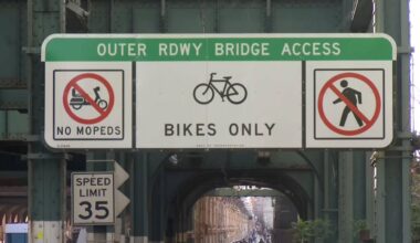Police say Thursday around 8:30 a.m., two men going opposite directions collided while crossing the bridge. (Spectrum News NY1)