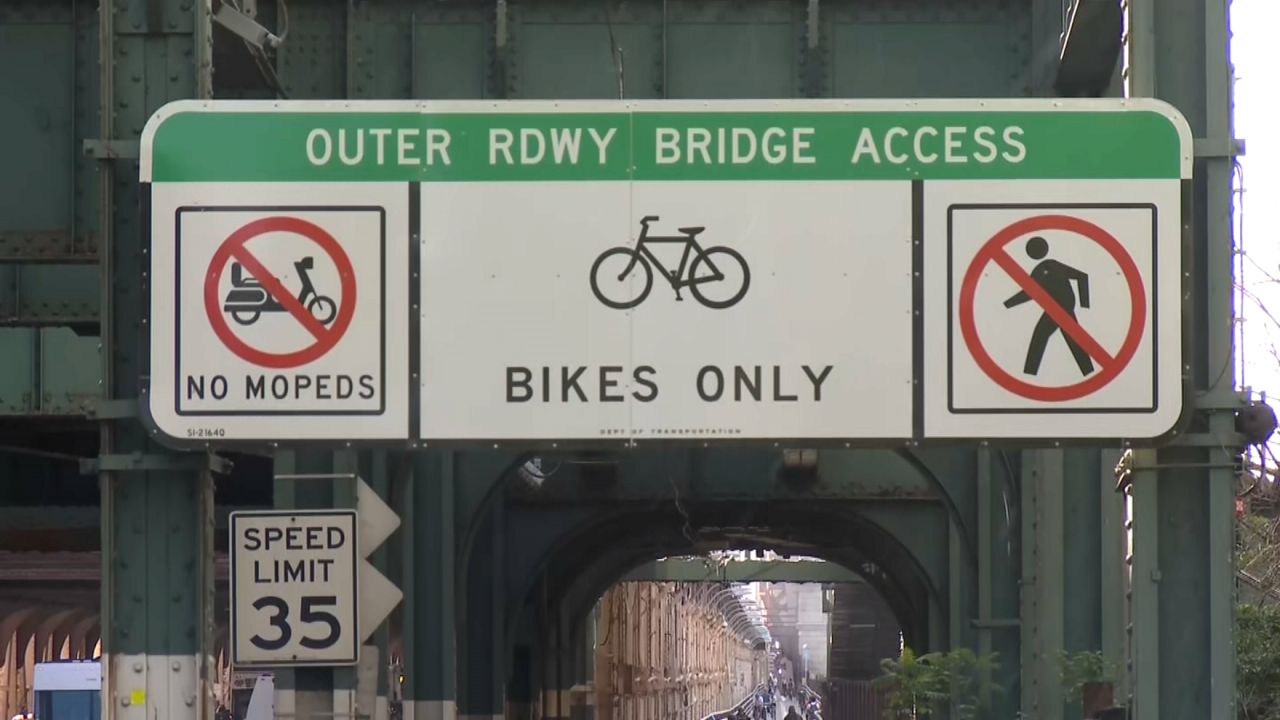 Police say Thursday around 8:30 a.m., two men going opposite directions collided while crossing the bridge. (Spectrum News NY1)