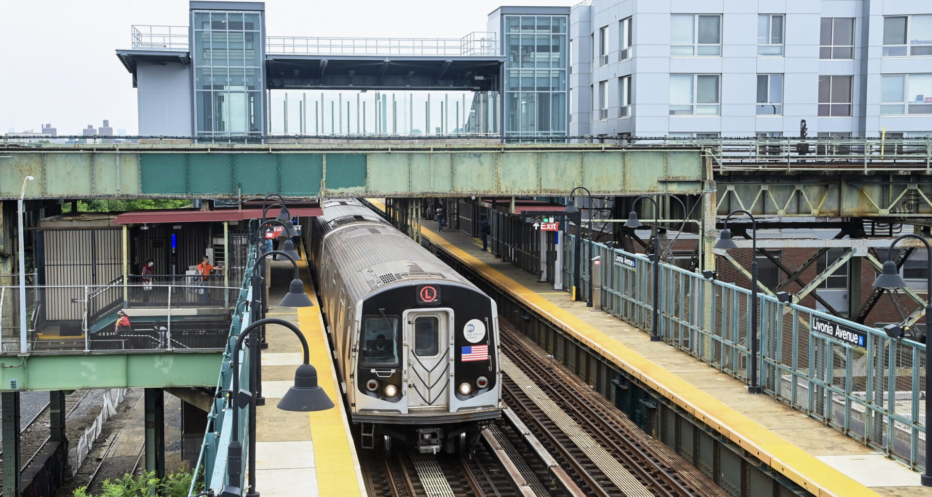 This photo shows the Livonia Avenue station on the L line with the 3 line above it. Photo: Marc A. Hermann/MTA