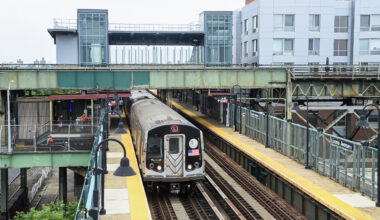 This photo shows the Livonia Avenue station on the L line with the 3 line above it. Photo: Marc A. Hermann/MTA
