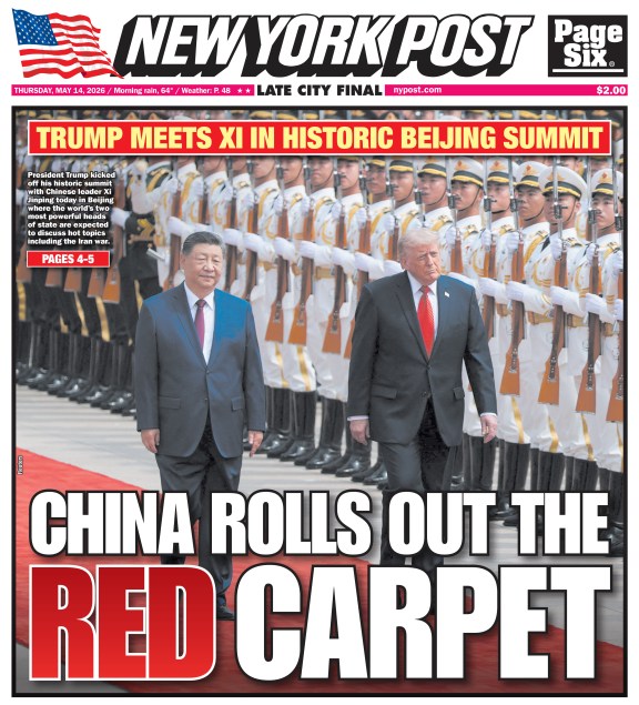 The New York Post front cover for May 14, 2026