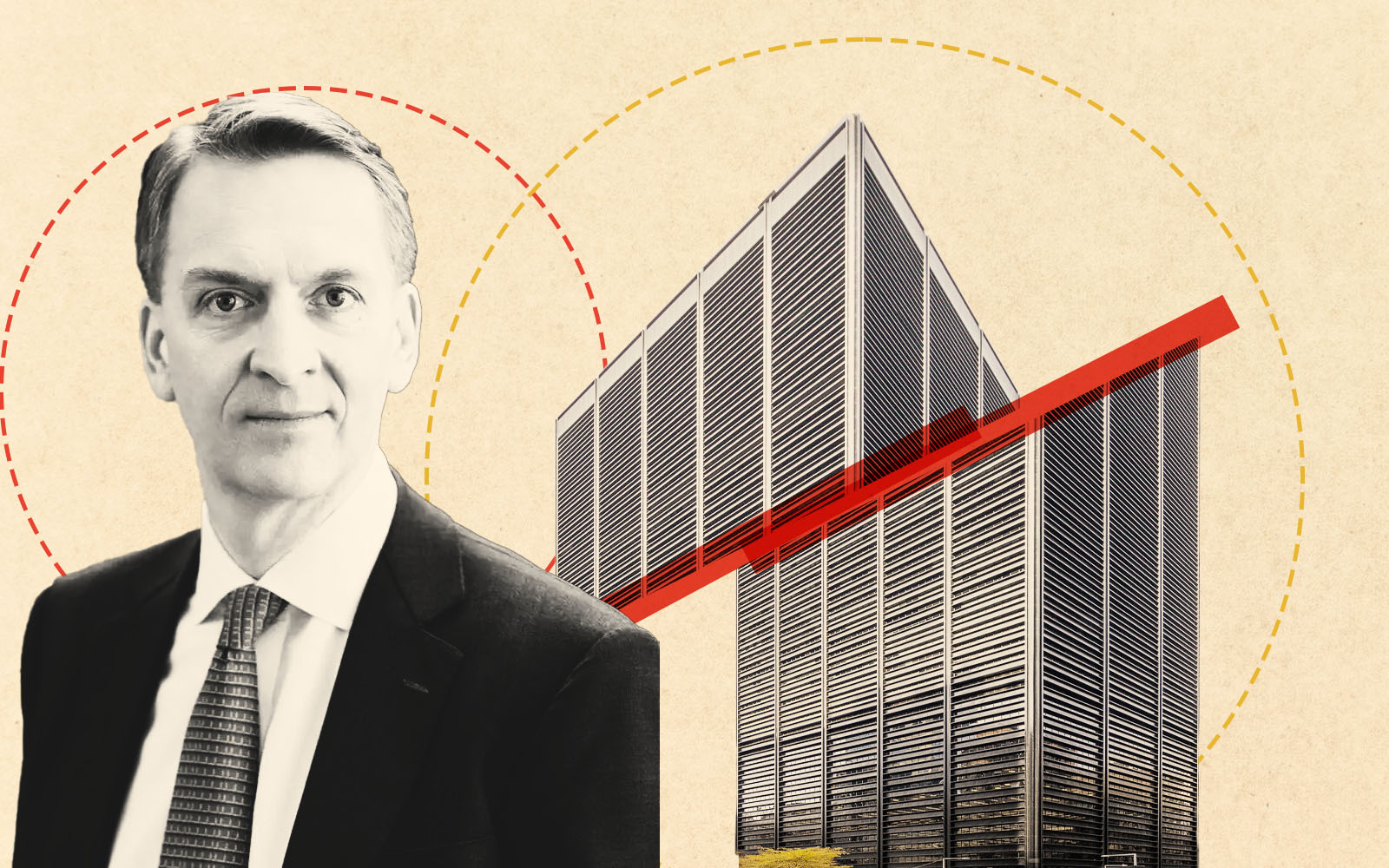 Brookfield's Bruce Flatt and One Liberty Plaza at 165 Broadway (Brookfield, Getty, Loopnet)