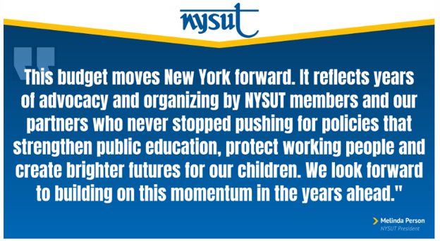 New York State United Teachers On New York State’s 2026-27 Enacted Budget: ‘This Budget Proves What’s Possible When Educators, Public School Allies & Communities Stand Together & Fight For What Students And Working Families Deserve’