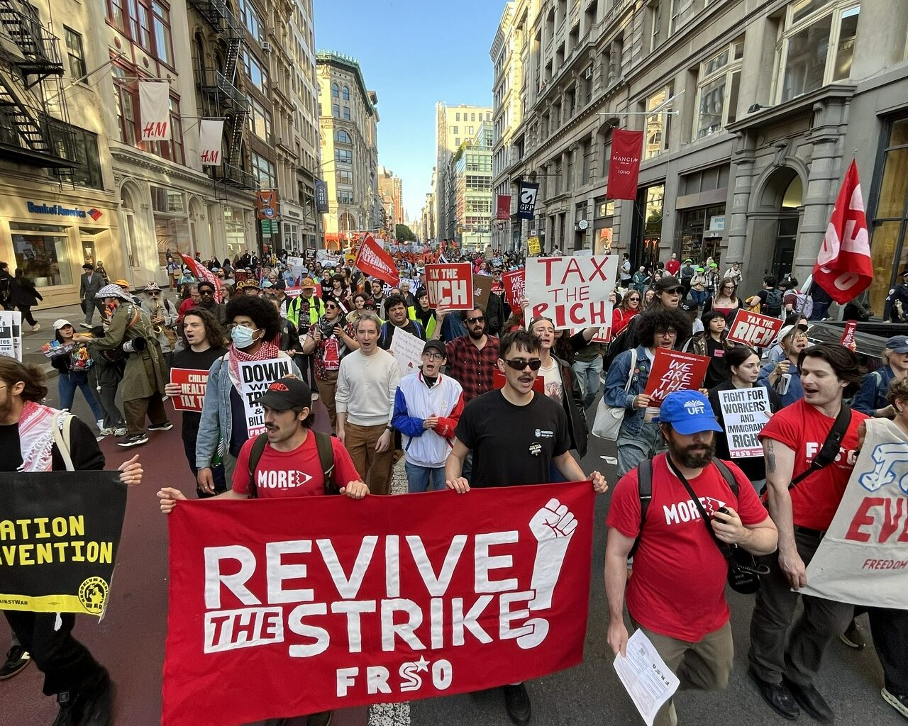 May Day march in New York City.