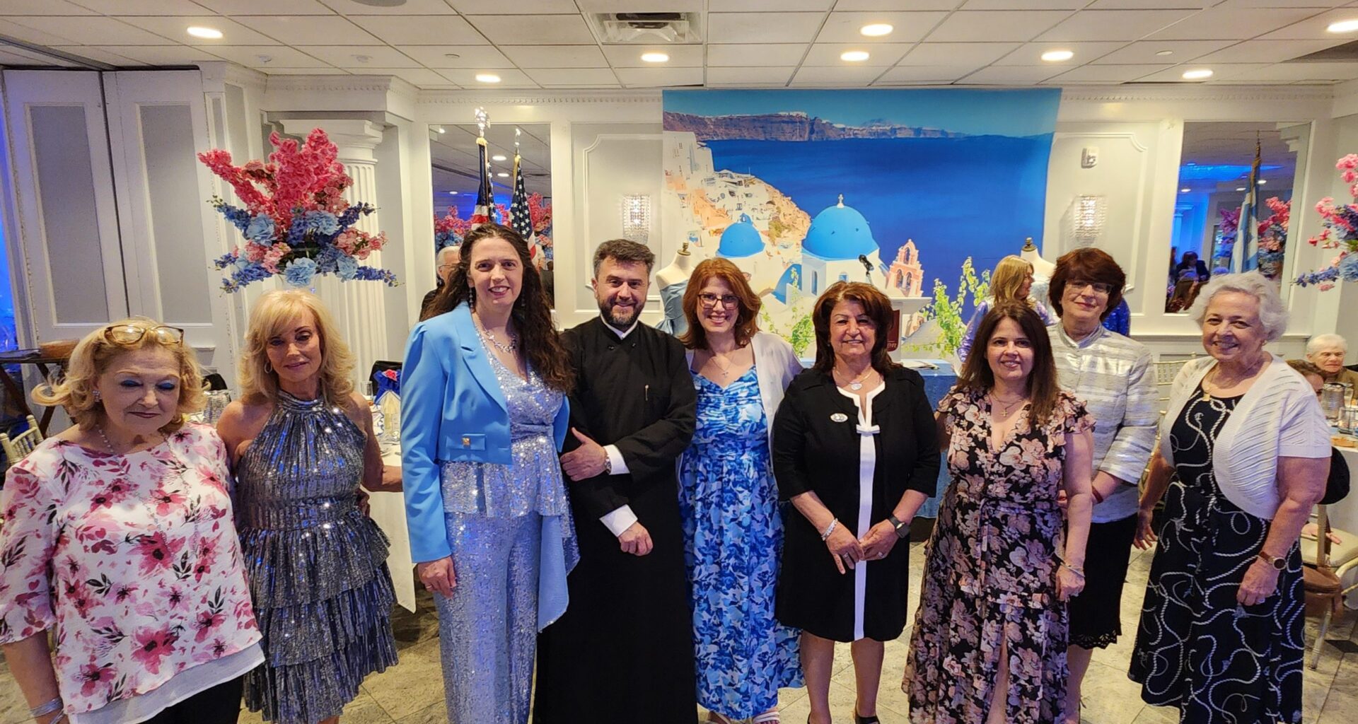 The members of the Holy Trinity-St. Nicholas of Staten Island community’s Philoptochos Society Board of Directors with presiding priest Fr. Vasileios Apostolidis. Left to right: Irene Panagos, President Dee Sidiropoulos, Presvytera Elisavet, Fr. Apostolidis, Julia Dunphy, Panagiota Karidis, Sophia Mirones, Susan Bacas-Katsanos, and Diana Kolaitis. Photo: TNH/Michael Kakias