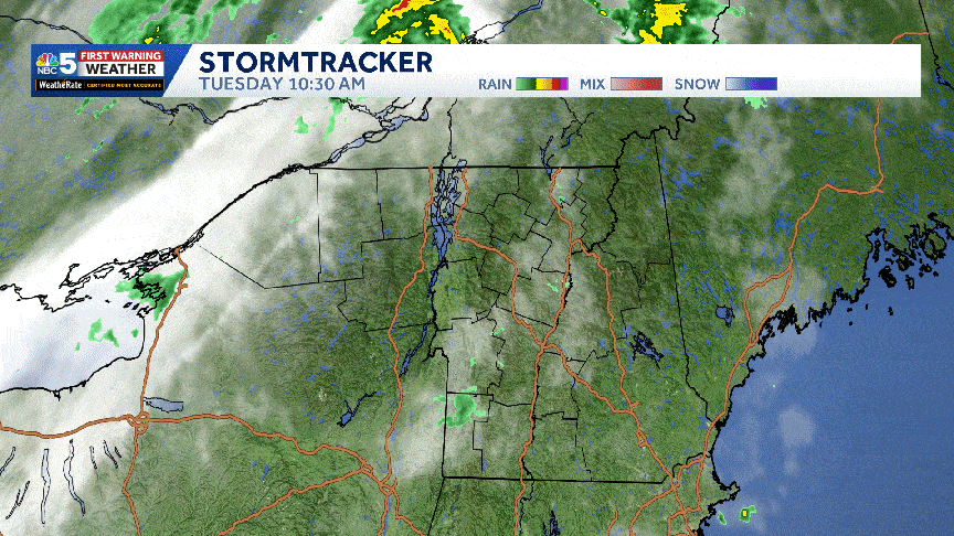 Some strong storms Tuesday, followed by rain in Vermont, New York
