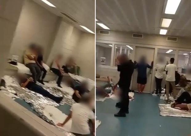 Video footage shows migrants being detained at 26 Federal Plaza in Manhattan, New York. (New York Immigration Coalition)