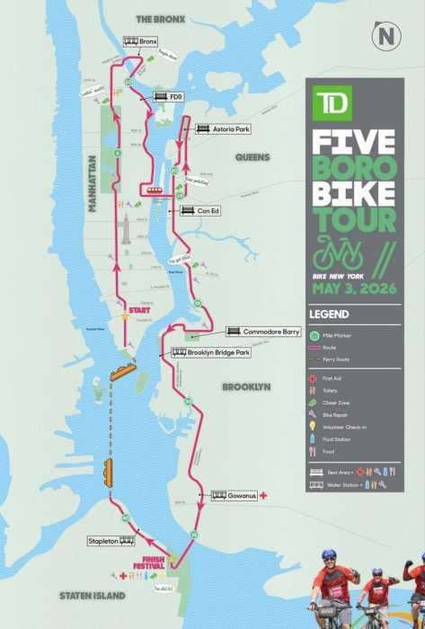 five boro bike tour map