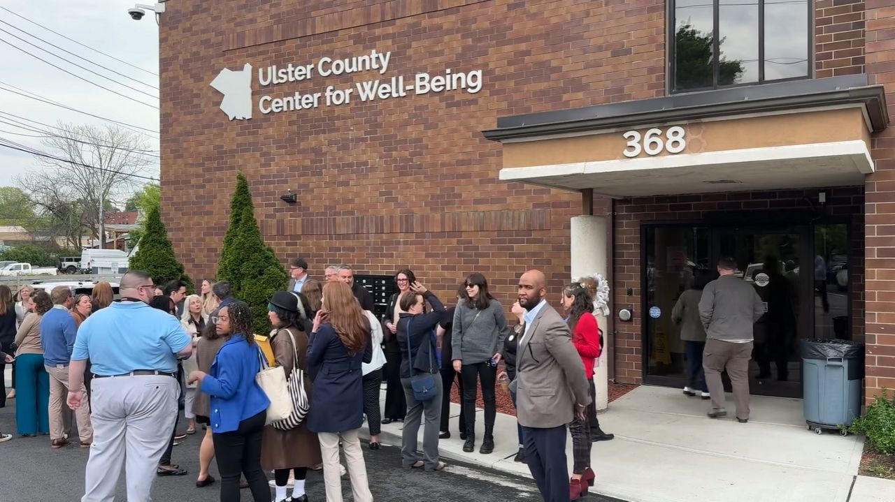 people outside office building