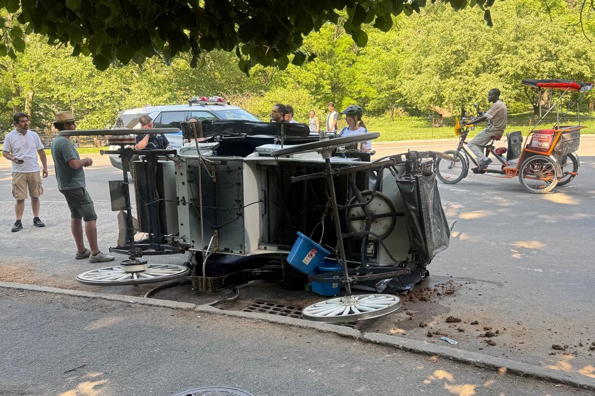 Driver hurt after spooked horse crashes into another horse carriage in NYC Park