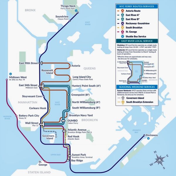 The 2026 Summer Ferry Service schedule kicked off Monday. Map: NYCEDC