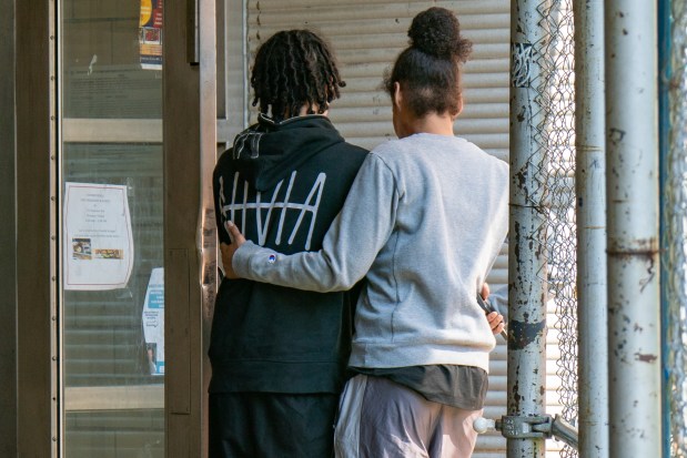 People react after a 23-year-old man was pronounced dead at Jacobi Hospital after he was shot in the chest on Sampson Ave. in the Bronx on Saturday, Aug. 2, 2025. (Theodore Parisienne / New York Daily News)